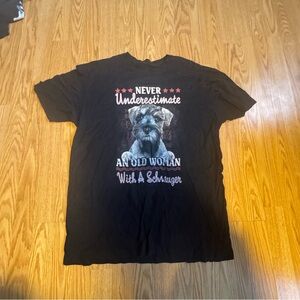 Unisex Funny Black Graphic T-Shirt with Schnauzer Print XL/XXL